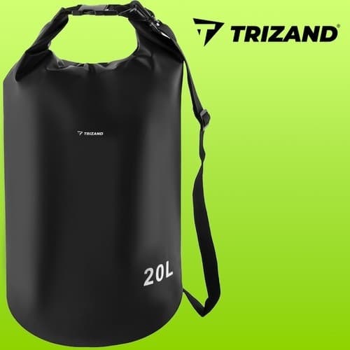 Vandtæt Tørpose 20L, Sort, PVC, Kraftig, til Camping, Kajakroning, Vandring 20L