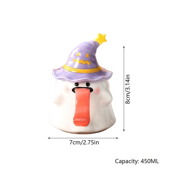 Halloween Spökmugg, Lila Keramisk Kaffekopp, 3.46\" Hög