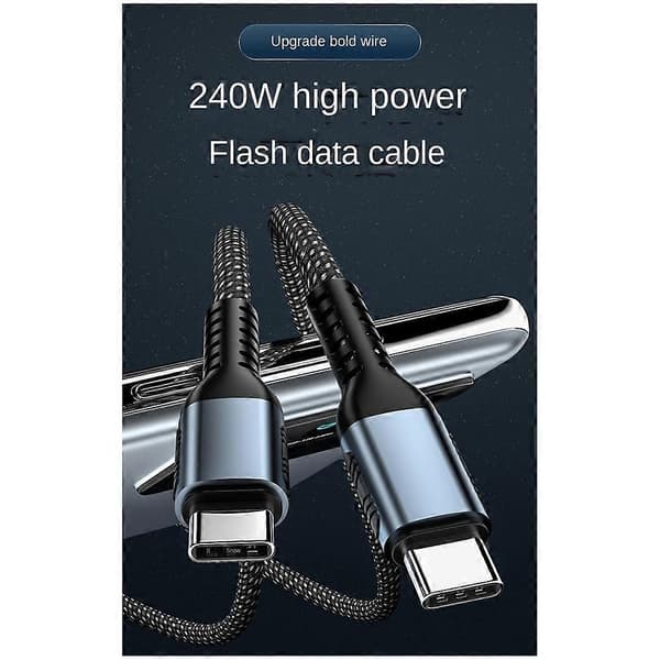 PD 240W Laddningskabel Dubbelsidig Typ C till USB Typ C 240WPD Datakabel 1M 2M