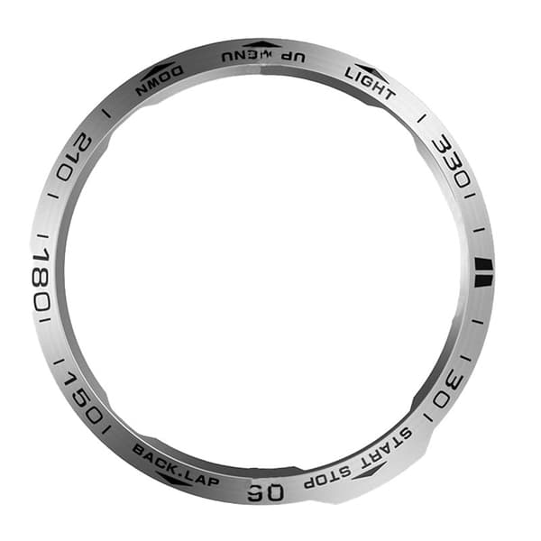 Sølvramme til Garmin Fenix 6X, rustfrit stål, sorte inskriptioner, beskyttende ramme