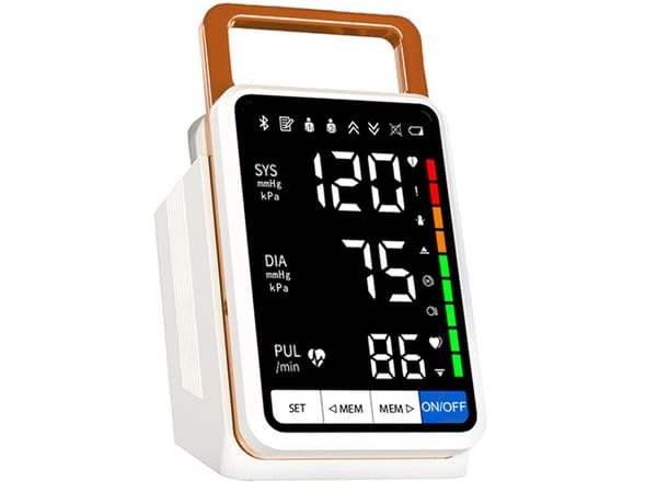 Överarmsblodtrycksmätare, LCD-display med arytmidetektering, uppladdningsbar, hemmabruk