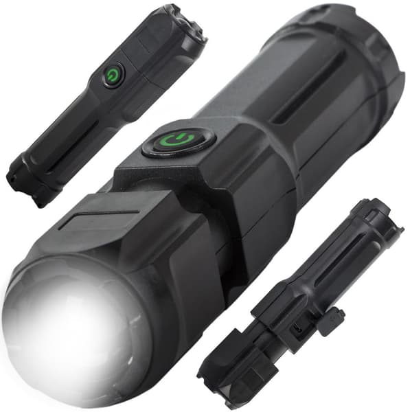 Ladattava taktinen taskulamppu, XPE LED, zoomattava, 3 tilaa, Micro USB, tehokas