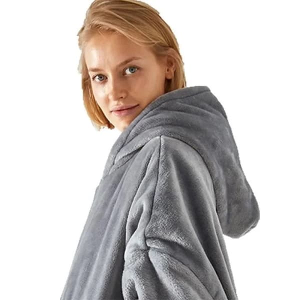 Oversized Fleece Hættetrøje 110cm, Grå, Syntetisk, til Hverdag