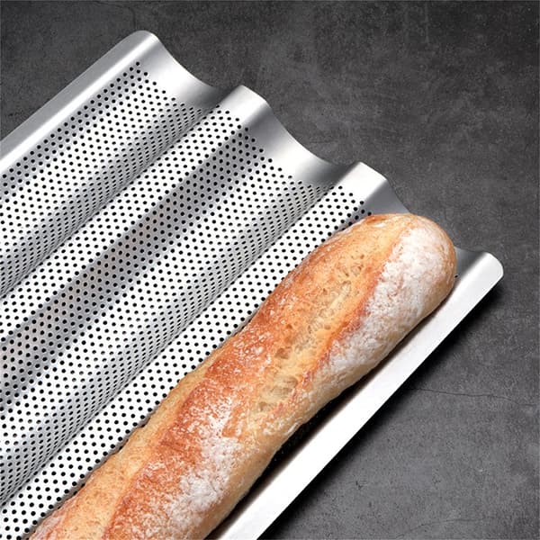 Baguettebageform, rustfrit stål, 38,4 cm, non-stick, nem at rengøre, sølv