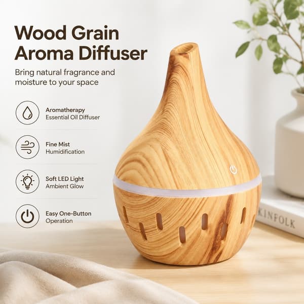 300 ml USB Mini Luftfukter, Aroma Eterisk Oljediffuser, 7 Farger LED-lys for Soverom