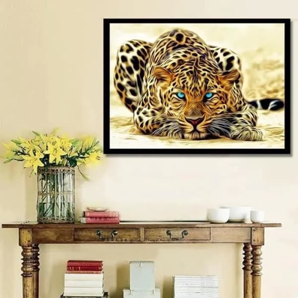 5D Diamantmålningssats, Leopard Korsstygn, 30x40cm, DIY Väggdekor för Vardagsrum Sovrum