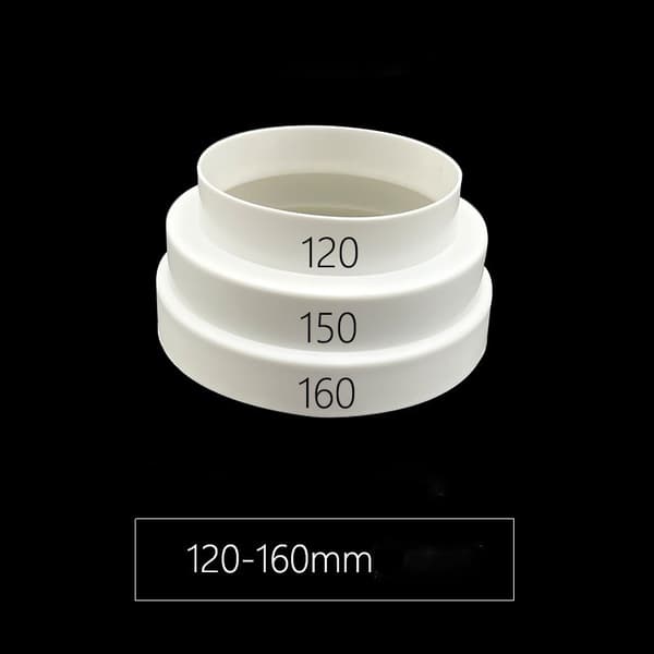 Kanalreduktionsforbindelse, hvid, 120-160 mm justerbar, plast, til ventilationssystemer