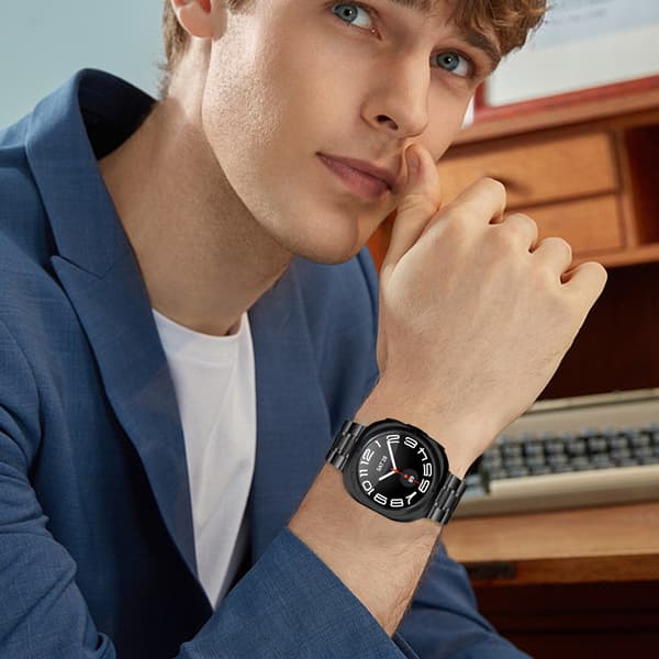 Urrem i rustfrit stål til Samsung Galaxy Watch 7 Ultra 47mm, sort, 316L, premium