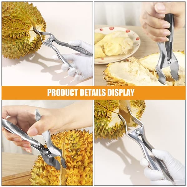 Durian-åbner, frugtseparator-clips i rustfrit stål, sølv, køkkenredskab