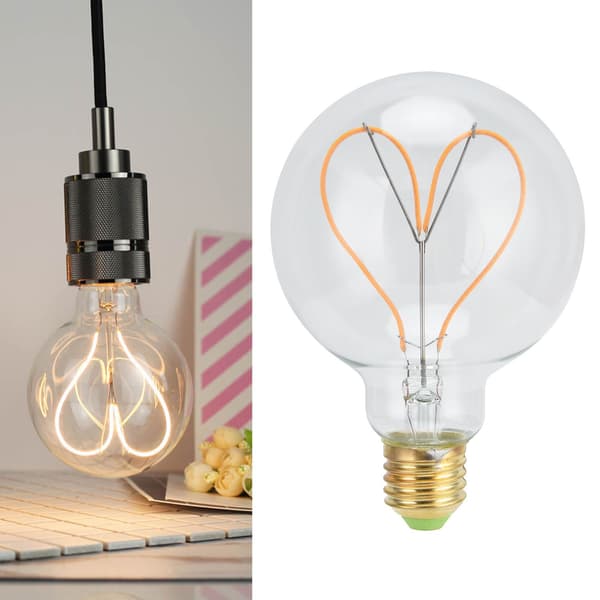 G95 Hjerteformet LED Retro Pære, E27, 4W, Dæmpbar, Varmt Lys til Soveværelse og Kaffebar