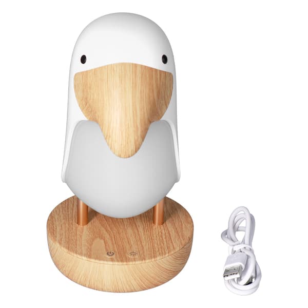 Fugle-natlampe, ABS-åndedræts-USB-lampe, soveværelsesindretning til børn, hvid