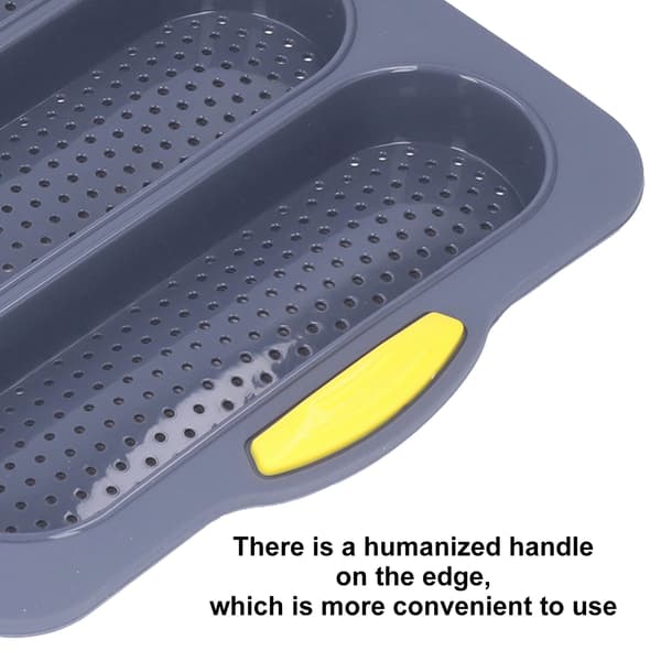 Silikone Baguetteform, 4 Riller, Lysegrå, Non-Stick Brødbageform