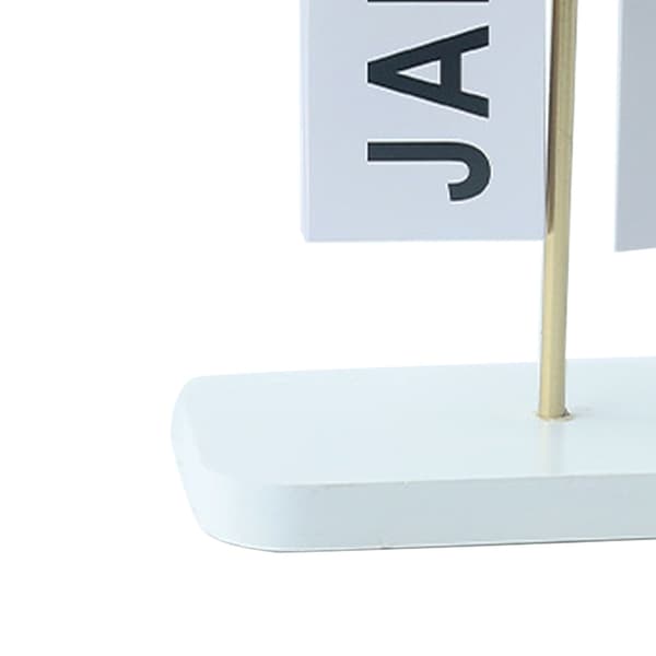 Evighetskalender i trä, vit, stående skrivbordskalender för hemmakontor och bibliotek