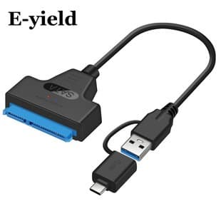 USB 3.0 - SATA-sovitin, USB-C & USB-A 2-in-1, 20 cm, 2,5 tuuman kiintolevylle