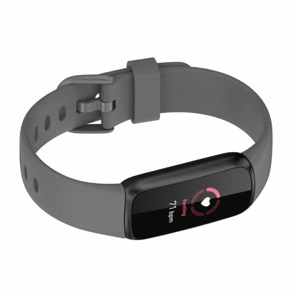 Silikon erstatningsreim kompatibel med Fitbit Luxe, grå stor, myk silikon med spenne