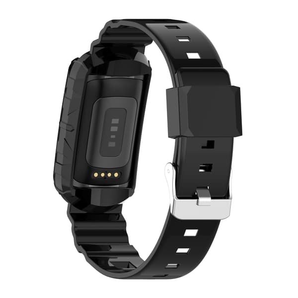 Silikonband kompatibelt med Fitbit Charge 6/5/4/4SE/3/3SE, svart, sportbytesrem