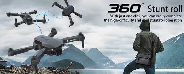 E88 Drone med kamera, Prosumer-quadcopter for flyfotografering i flere vinkler til utendørs bruk