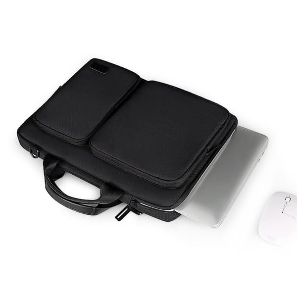 Laptopfodral med axelrem, svart, S, polyester, vattentätt, stötsäkert