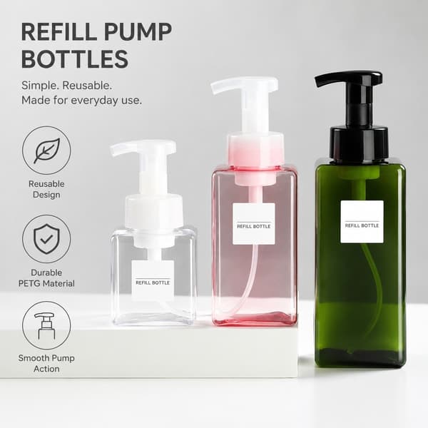 Skummande Tvålpumpflaska, 650ml, Mörkgrön, Tryckpump, Bärbar Resa
