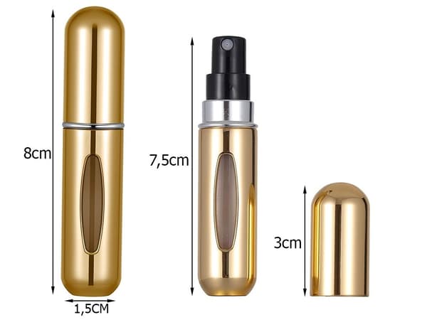 Reseparfymförångare 5 ml, påfyllningsbar sprayflaska i aluminium, bärbar dispenser