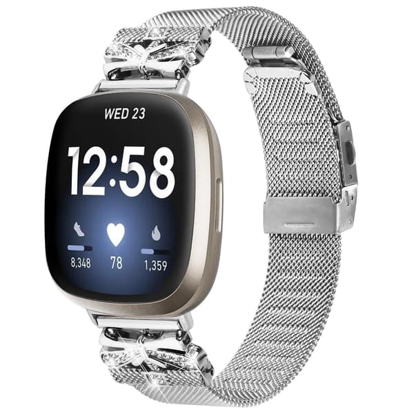 Klokkerem i rustfritt stål for Fitbit Versa 3/4/Sense 2, sølv