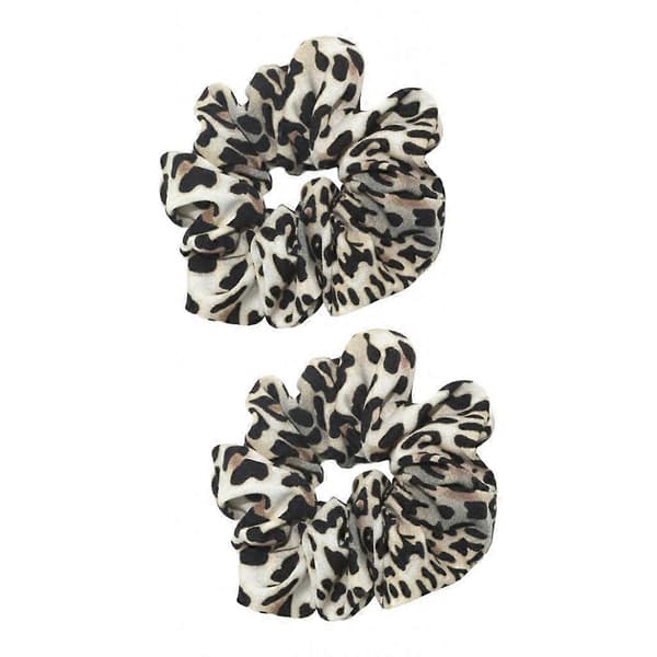 2 stk. Leopard Scrunchies til Kvinder Hestehaleholder Light Leopard
