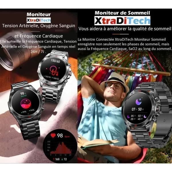 Herre Smartwatch, Sort og Guld Rustfrit Stål Armbånd, 1.43\" AMOLED Skærm, Bluetooth Opkald, Stemmeassistent