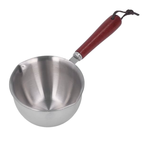 304 rustfrit stål mini smeltegryde, 200 ml, 2 hældetude, mælkekaffevarmer