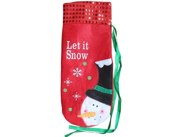 Snögubbe Vinflaskskydd, Juldekoration, Festlig Flaskskydd, Röd & Grön