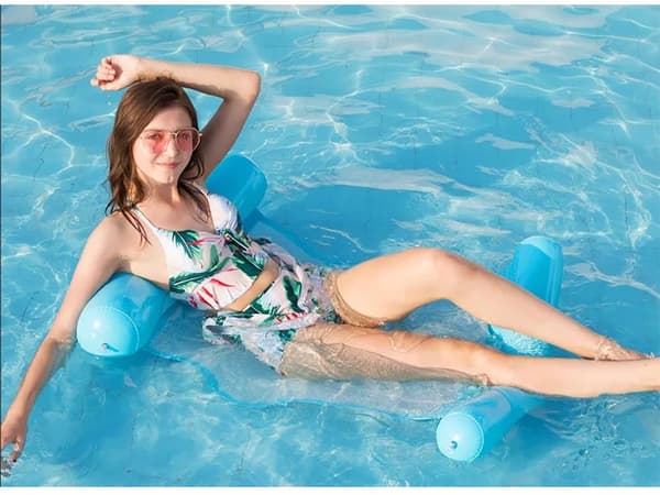 Oppustelig Vandhængekøje Pool Float, PVC Lounger til Voksne, Bærbar Sammenfoldelig