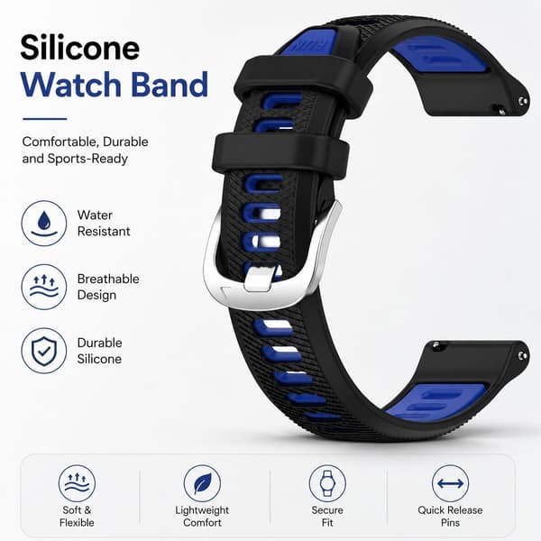 Silikone urrem til Garmin Forerunner 265/255/Venu 2/Vivoactive 4, sort
