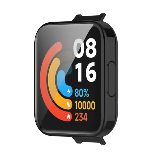 TPU-deksel til Redmi Watch 2 Lite, svart, skjermbeskytter, støtsikkert, slank passform