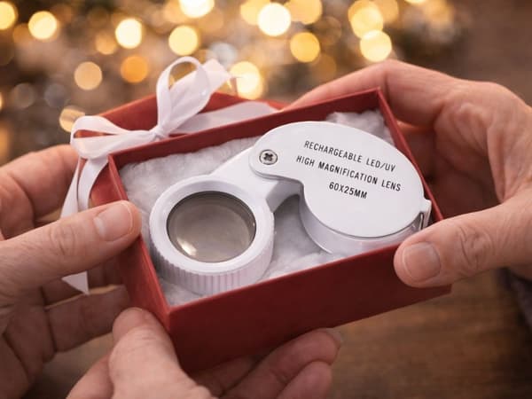 LED USB Uppladdningsbart Förstoringsglas, 60X, Vikbart, för Läsning och Hobby