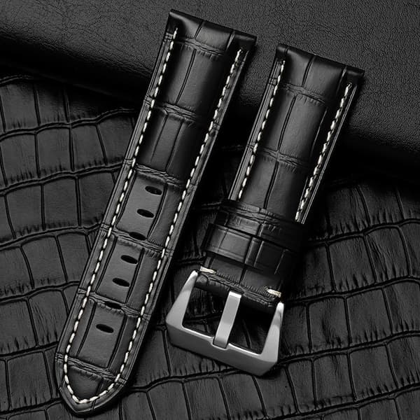 Erstatningsurrem til Panerai Luminor, sort, 24 mm, læder