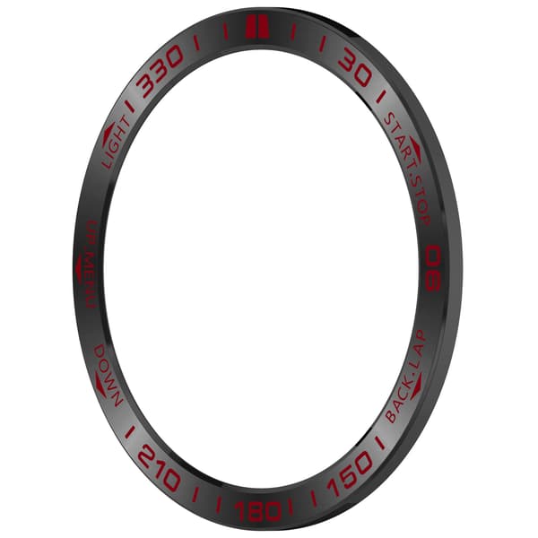 Bezel kompatibel med Garmin Tactix 8 51mm Solar, Sort & Rød Racing Edition, Rustfrit Stål