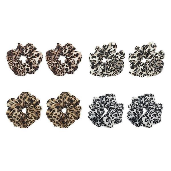 2 stycken Leopard Scrunchies Hårband för Kvinnor Regular Brown Leopard