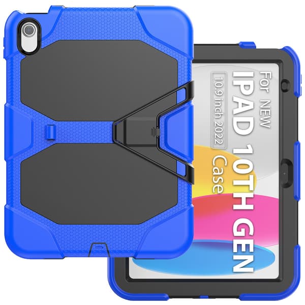Robust silikone PC tablet-etui med stander til iPad 10. generation 10,9\" 2022, orange blue