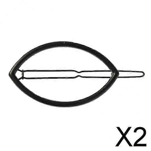 2- Hul Hårnål Klips Oval Hårspenne Slide Grip Barrette Hodeplagg 2 Pcs