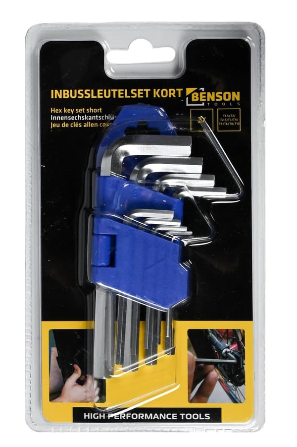 Unbrakonøgle sæt kort 9-dele, 1,5-10 mm, professionel