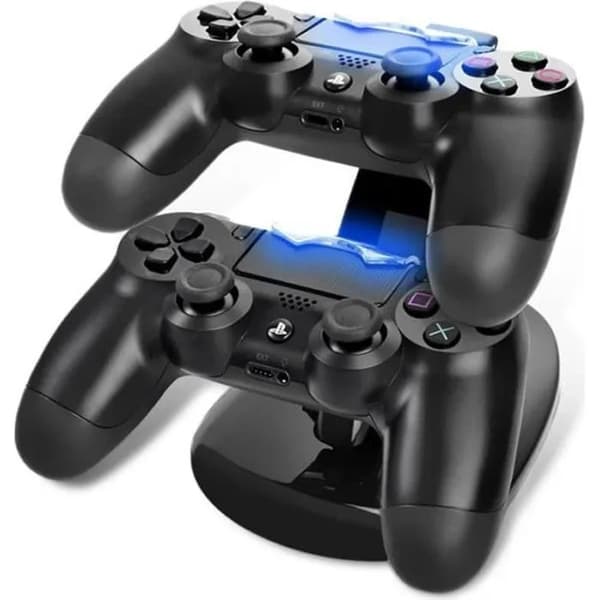 Dobbelt USB-opladningsdock til PS4-controller, sort, opladerstander til spilcontroller