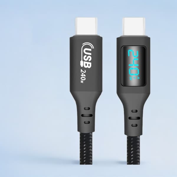 USB-C til USB-C-kabel 240W, 480 Mbps dataoverføring, 2m, flettet nylon 2 m