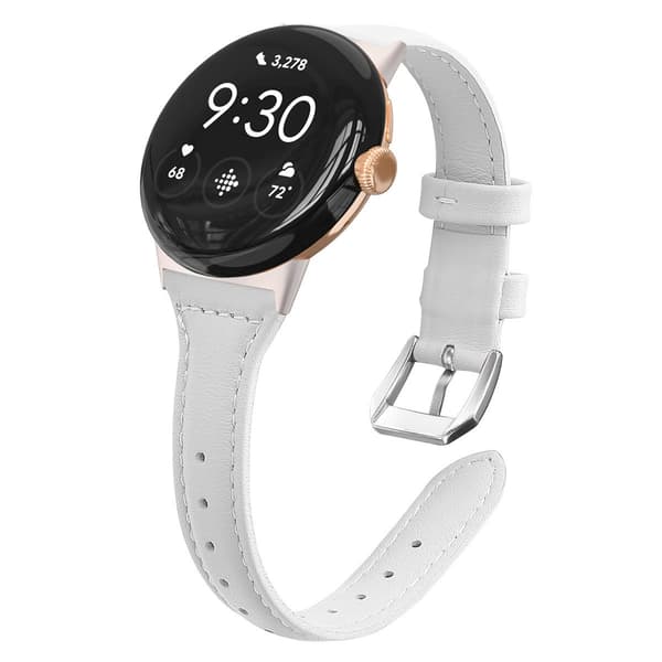 Ekte lærreim til Google Pixel Watch 3 45mm, hvit, premium kuskinn