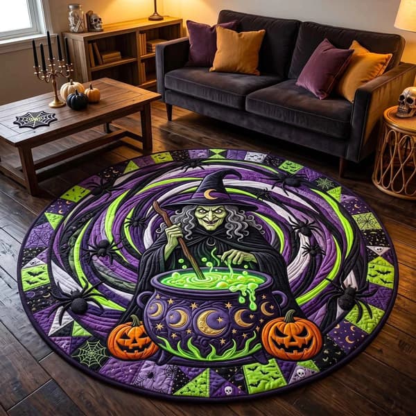 Halloween Rund Golvmatta, Kristall Sammet, Mjuk Tvättbar, Cosplay, Vardagsrum Sovrum