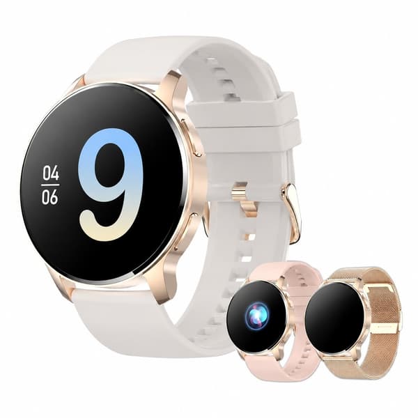 Smartwatch til kvinder med Bluetooth-opkald, 1,32\" pulsmåler, søvn, skridttæller, SpO2, kvindelig sundheds-tracker