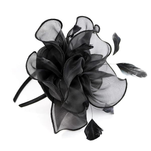 Bryllupsfascinator Hatt Dame Fjær Blomst Hårbånd Kirkete Selskap Hodeplagg C