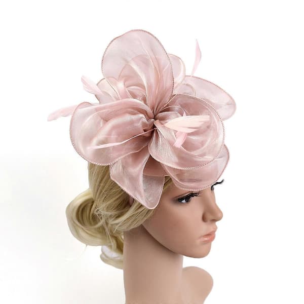 Bryllupsfascinator Hatt Dame Fjær Blomst Hårbånd Kirkete Selskap Hodeplagg E