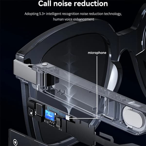 Smarta Bluetooth-glasögon, IP54 vattentäta, HD-samtal, Open-Ear Audio, Solglasögon