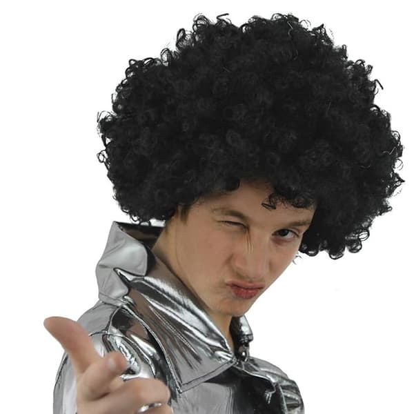 Krusset Disco Paryk, Sort, One Size, til Fest Karneval Tema Kostume
