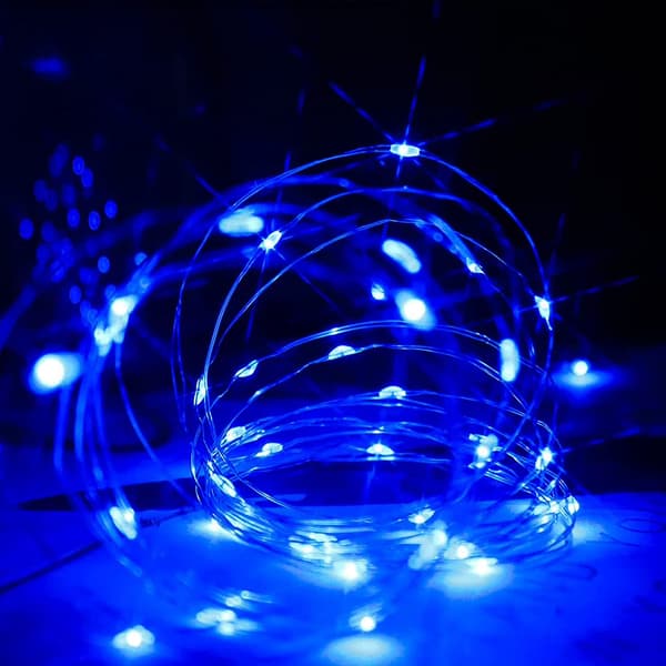 20 LED-lyslenker, blå, batteridrevne lyslenker, brukt til julebryllupsfester.