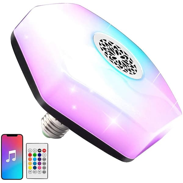 LED E27 RGBW -lamppu Bluetooth-kaiuttimella, väriä vaihtava, kaukosäädin